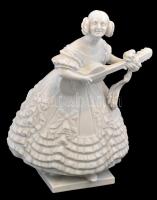 Herendi Déryné porcelán figura, fehér mázas, jelzett, alján Erzsébet Kórház ajándékozási felirattal 1996-ból, apró kopásnyomokkal, m:35 / Herendi Déryné chinaware statue
