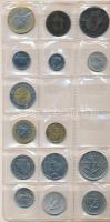 71db vegyes külföldi fémpénz albumba rendezve, közte olasz, francia, török fémpénzek T:vegyes
71pcs...