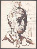 Aba-Novák jelzéssel: Férfi portré. Diópác, papír, gyűrődésekkel, 30x23 cm