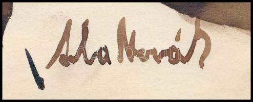 Aba-Novák jelzéssel: Férfi portré. Diópác, papír, gyűrődésekkel, 30x23 cm