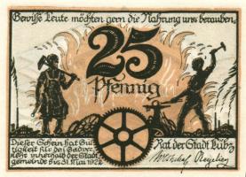 Német Birodalom/Weimari Köztársaság/ Lübz 1922. 10Pf + 25Pf + 50Pf 3klf db, teljes sor T:I