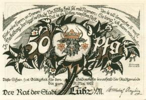 Német Birodalom/Weimari Köztársaság/ Lübz 1922. 10Pf + 25Pf + 50Pf 3klf db, teljes sor T:I