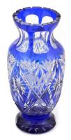 Kék ólomkristály váza. Hibátlan m: 22 cm