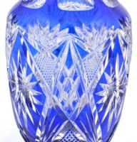 Kék ólomkristály váza. Hibátlan m: 22 cm