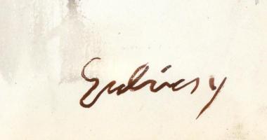 Gulácsy jelzéssel: Portré. Tus, akvarell, papír, üvegezett fa keretben, 28,5x20 cm