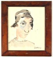 Gulácsy jelzéssel: Portré. Tus, akvarell, papír, üvegezett fa keretben, 28,5x20 cm