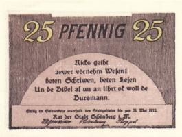 Német Birodalom/Weimari Köztársaság/ Schönberg 1922. 10Pf + 25Pf + 50Pf 3klf db, teljes sor T:I