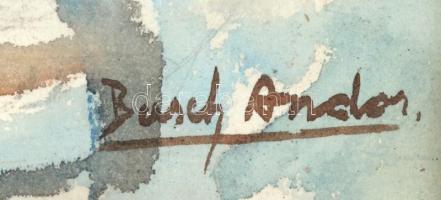 Basch jelzéssel: Csendélet. Akvarell, papír, üvegezett fa keretben, 16x22,5 cm