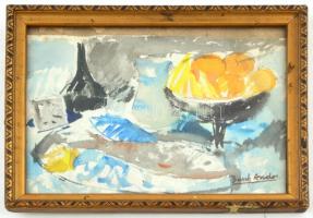 Basch jelzéssel: Csendélet. Akvarell, papír, üvegezett fa keretben, 16x22,5 cm