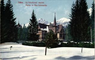 1909 Újtátrafüred, Neu-Schmecks, Novy Smokovec (Tátra, Magas Tátra, Vysoké Tatry);  nyaraló télen. Cattarino S. kiadása 240. sz.  / villa in winter (EK)