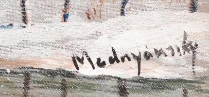 Mednyánszky jelzéssel: Ház. Akvarell, selyem, kartonra ragasztva, 17x23 cm