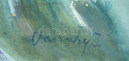 Vaszary jelzéssel: Virágos arcok. Akvarell, papír, üvegezett, kissé sérült fa keretben, 59,5x44 cm