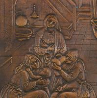 Szabó György (1947-) Mária élete (Dürer után). Bronz, ta táblán. Jelzett. 18x20 cm