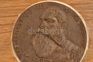 Kmety György 1813-1865, honvéd tábornok, bronz plasztikus plakett, fára kasírozva, apró kopásnyomokk...