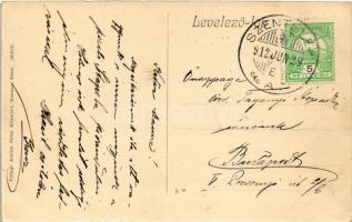 1912 Szentelek, Stegersbach; Total, Kirche und Schule, Antonie-Kapelle, Geschäftshaus Steiner / látk...