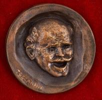 Krasznai János (1930-): Toscanini. Bronz plakett, jelzett. Fa keretben, d: 6,5 cm