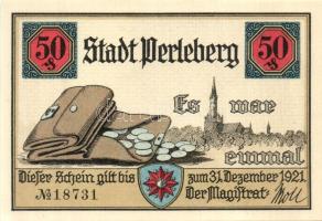 Német Birodalom/Weimari Köztársaság/ Perleberg 1921. 50Pf(6x) 6klf db, teljes sor T:I