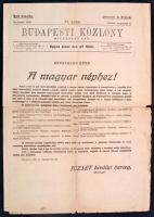 1919 Budapesti Közlöny. 1919. aug. 8., 71. sz. Szerk.: Bársony István. Bp., Légrády, 4 p. Románok által cenzúrázott: Censurat: A. Precup, szakadásokkal