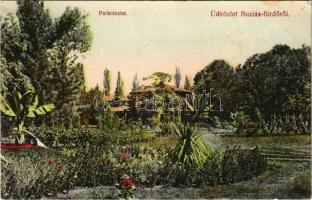 1910 Buziásfürdő, Baile Buzias; Park. Nosek Gusztáv kiadása / park (EK)
