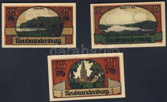 Német Birodalom/Weimari Köztársaság/ Neubrandenburg 1921. 25Pf(3x) + 50Pf(3x) + 75Pf(3x) 9klf db, te...
