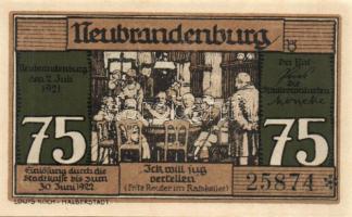 Német Birodalom/Weimari Köztársaság/ Neubrandenburg 1921. 25Pf(3x) + 50Pf(3x) + 75Pf(3x) 9klf db, te...