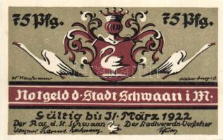 Német Birodalom/Weimari Köztársaság/ Schwaan 1922. 25Pf + 50Pf + 75Pf + 1M 4klf db, teljes sor T:I