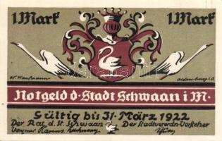 Német Birodalom/Weimari Köztársaság/ Schwaan 1922. 25Pf + 50Pf + 75Pf + 1M 4klf db, teljes sor T:I