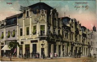 1911 Lugos, Lugoj; Poporul palota, üzletek. Nagel Sándor kiadása 626. / palace, shops (fl)
