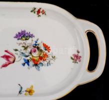 Epiag Hüttl, Bán és Mihalik porcelán süteményes tál. Matricás jelzett, kis kopásokkal 45x16 cm