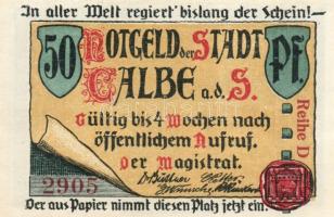 Német Birodalom/Weimari Köztársaság/ Calbe D.N. 25Pf + 50Pf + 75Pf + 1M 4klf db, teljes sor T:I