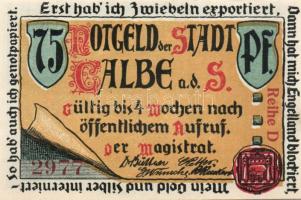 Német Birodalom/Weimari Köztársaság/ Calbe D.N. 25Pf + 50Pf + 75Pf + 1M 4klf db, teljes sor T:I