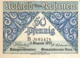 Német Birodalom/Weimari Köztársaság/ Rehmen 1921. 25Pf(2x) + 50Pf(4x) 6klf db, teljes sor T:I