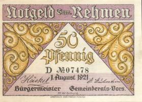 Német Birodalom/Weimari Köztársaság/ Rehmen 1921. 25Pf(2x) + 50Pf(4x) 6klf db, teljes sor T:I