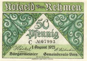 Német Birodalom/Weimari Köztársaság/ Rehmen 1921. 25Pf(2x) + 50Pf(4x) 6klf db, teljes sor T:I