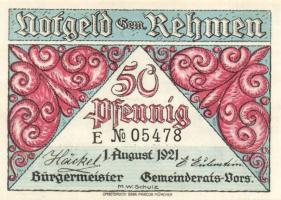 Német Birodalom/Weimari Köztársaság/ Rehmen 1921. 25Pf(2x) + 50Pf(4x) 6klf db, teljes sor T:I