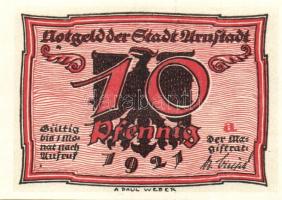Német Birodalom/Weimari Köztársaság/ Arnstadt 1921. 10Pf(6x) 6klf db, teljes sor T:I