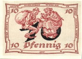 Német Birodalom/Weimari Köztársaság/ Arnstadt 1921. 10Pf(6x) 6klf db, teljes sor T:I