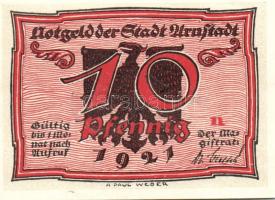 Német Birodalom/Weimari Köztársaság/ Arnstadt 1921. 10Pf(6x) 6klf db, teljes sor T:I