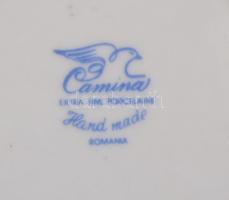 Román porcelán tálka, 2 db, matricás, jelzett, kis kopásnyomokkal, 13,5×13,5 cm, d: 14 cm