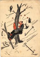 1937 Winter sport humour, skiing accident. Verlag Wilh. Hiemisch s: G. Bernwieser (EB)