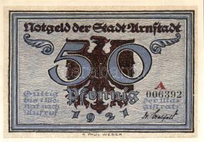 Német Birodalom/Weimari Köztársaság/ Arnstadt 1921. 50Pf(6x) 6klf db, teljes sor T:I
