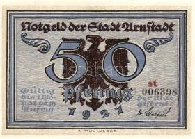 Német Birodalom/Weimari Köztársaság/ Arnstadt 1921. 50Pf(6x) 6klf db, teljes sor T:I