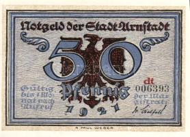 Német Birodalom/Weimari Köztársaság/ Arnstadt 1921. 50Pf(6x) 6klf db, teljes sor T:I