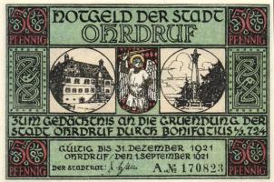 Német Birodalom/Weimari Köztársaság/ Ohrdruf 1921. 50Pf(6x) 6klf db, teljes sor T:I