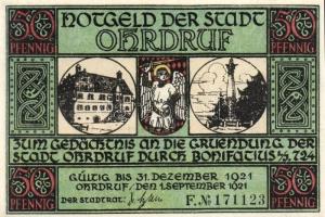 Német Birodalom/Weimari Köztársaság/ Ohrdruf 1921. 50Pf(6x) 6klf db, teljes sor T:I