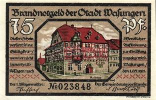 Német Birodalom/Weimari Köztársaság/ Wasungen 1921. 50Pf(4x) + 75Pf(2x) 6klf db, teljes sor T:I