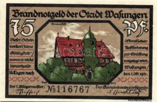 Német Birodalom/Weimari Köztársaság/ Wasungen 1921. 50Pf(4x) + 75Pf(2x) 6klf db, teljes sor T:I