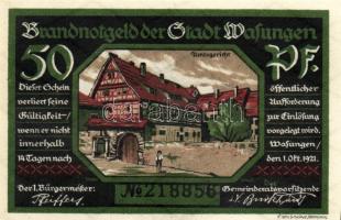 Német Birodalom/Weimari Köztársaság/ Wasungen 1921. 50Pf(4x) + 75Pf(2x) 6klf db, teljes sor T:I