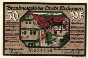 Német Birodalom/Weimari Köztársaság/ Wasungen 1921. 50Pf(4x) + 75Pf(2x) 6klf db, teljes sor T:I