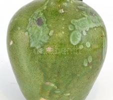 XIX. sz. vége. Csörgő korsó, vizes korso. Mázas cserép. sérülésekkel. 29 cm